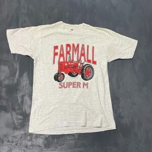 Vintage Farmall Super M Tractor T-Shirt Men Large Grey 1990s Fruit of the Loom